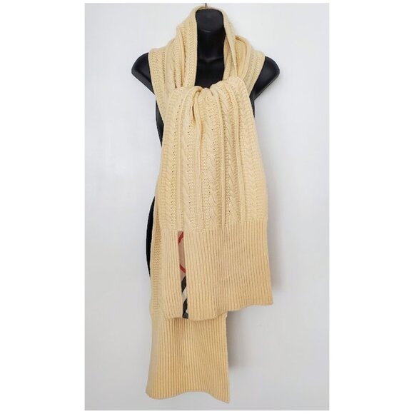 Burberry Authentic Wool/Cashmere Scarf Chunky Oversize Cable Knit Unisex 13 x 86 - Picture 7 of 16